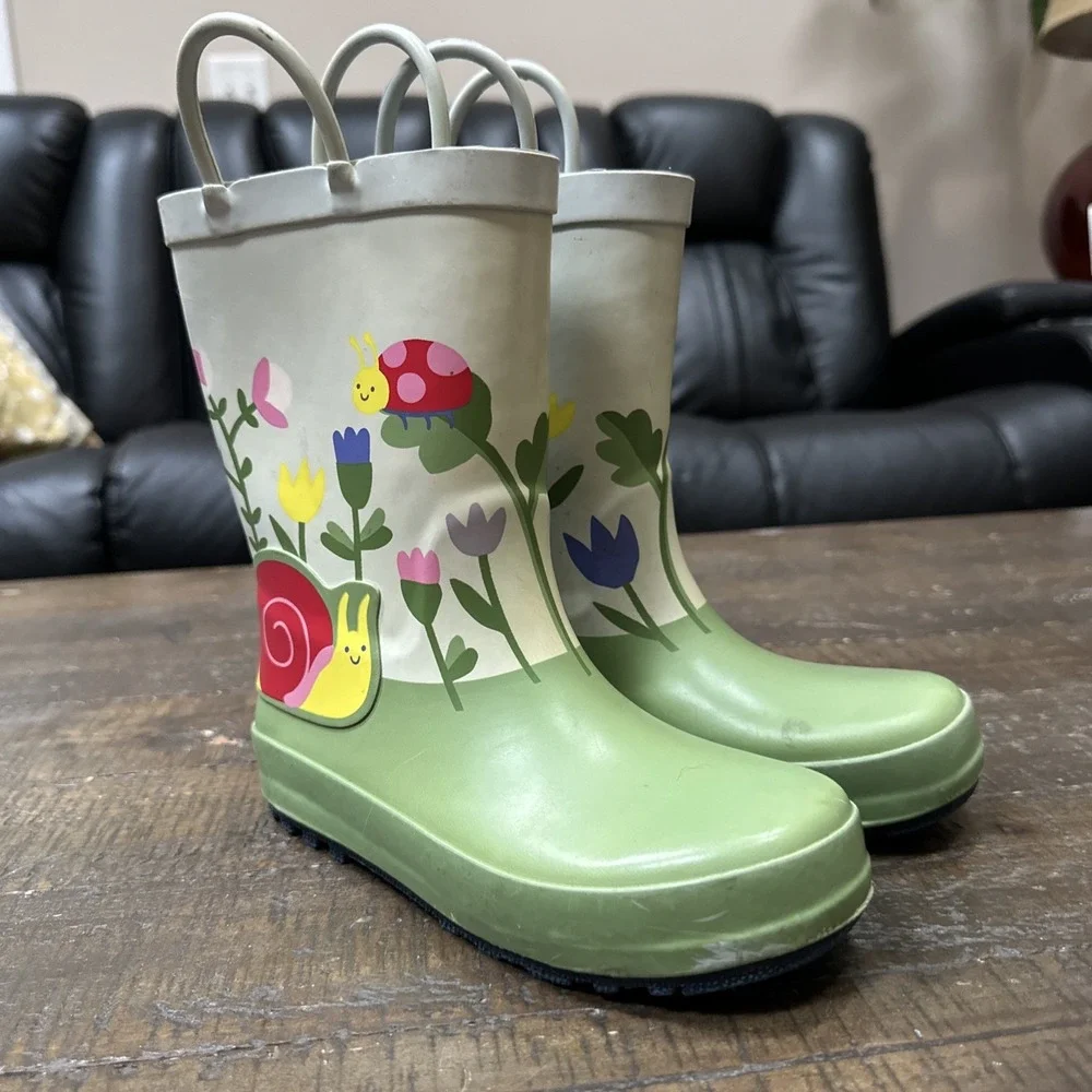 Toddler Kids Rain‎ Boots Size 12 Target Snail Ladybug Garden Cottagecore